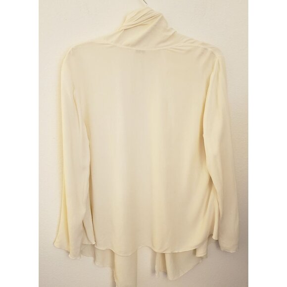 J. Jill Cream Longline Rayon Crepe Relaxed Fit Cardigan Waterfall Front XL EUC - Picture 4 of 7